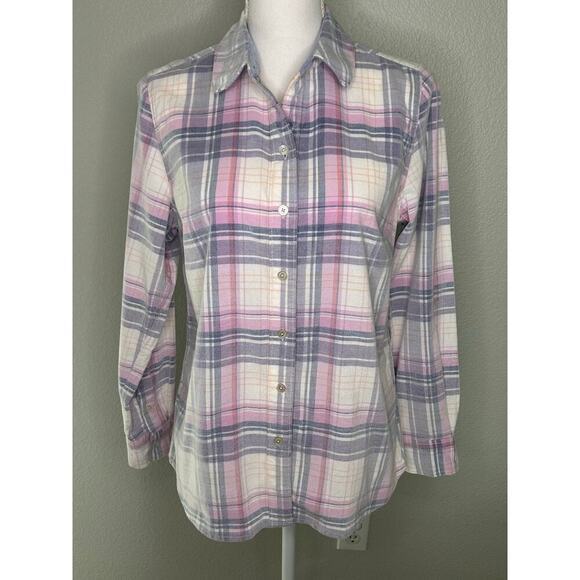 Tommy Bahama women's fine wale corduroy pastel plaid button down S - Picture 1 of 9